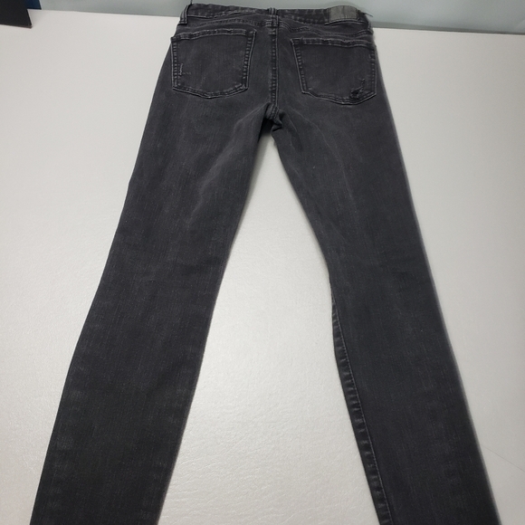 Aero high rise faded black ripped raw hem skinny jeans women's size 4 - Picture 4 of 11